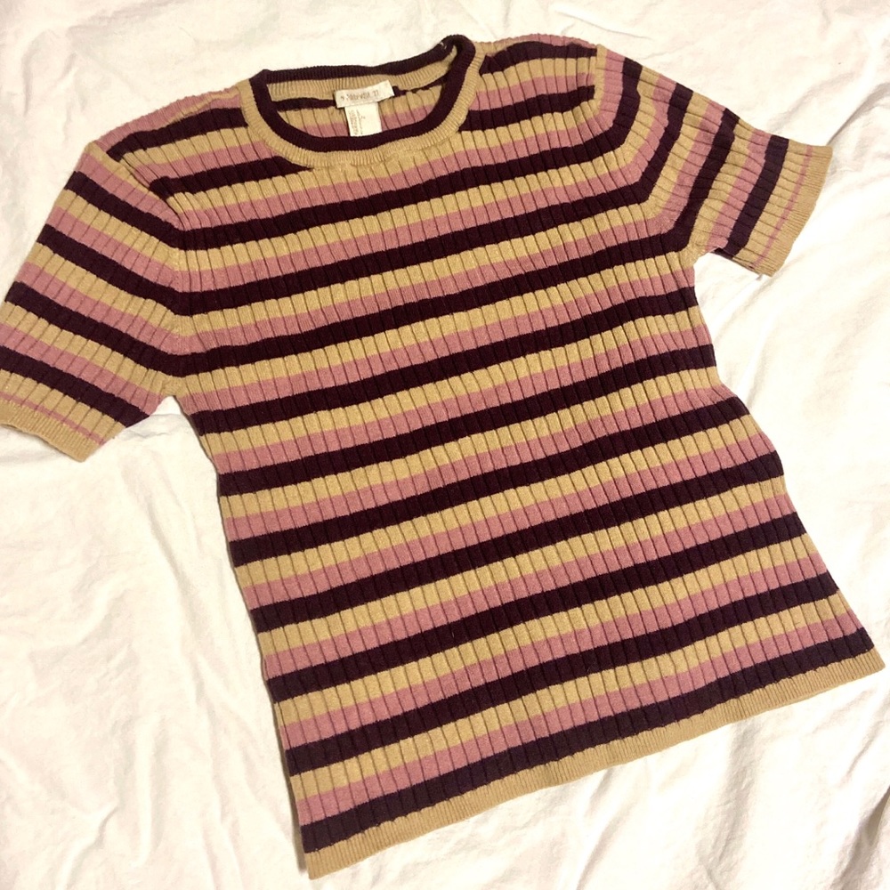 Multicolored Ribbed Striped Crop Top